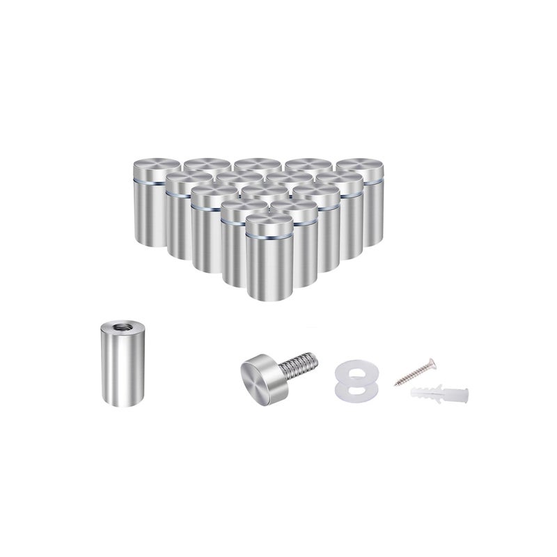 Osring 1/2” Dia x 4/5” L Standoffs Screws for Acrylic, Silver Sign Standoff Wall Mounts Hardware 16 Pack, Stainless Steel Advertising Nails for Glass Board and Signage - Image 1